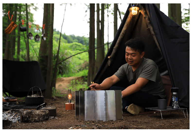 户外野营炉头炉具挡风板超轻铝合金可折叠带插销炉头防风罩便携款详情12