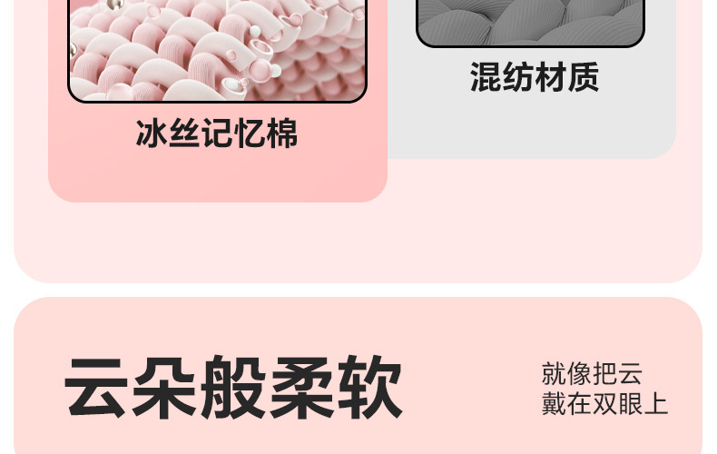 3D立体云朵睡眠眼罩双面冰丝遮光透气缓解眼疲劳不压眼午睡眼罩详情7