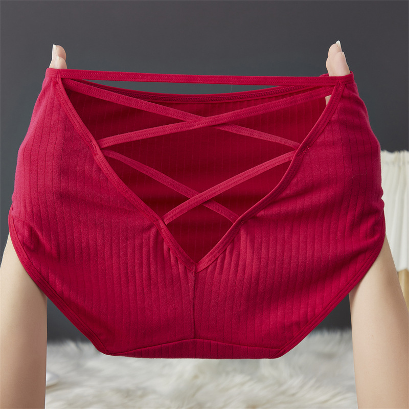 Sexy mesh underwear for women, breathable and comfortable, with fine straps, cross-cut, high-elasticity and high-waisted, large-sized Ankara red underwear for women pic 20