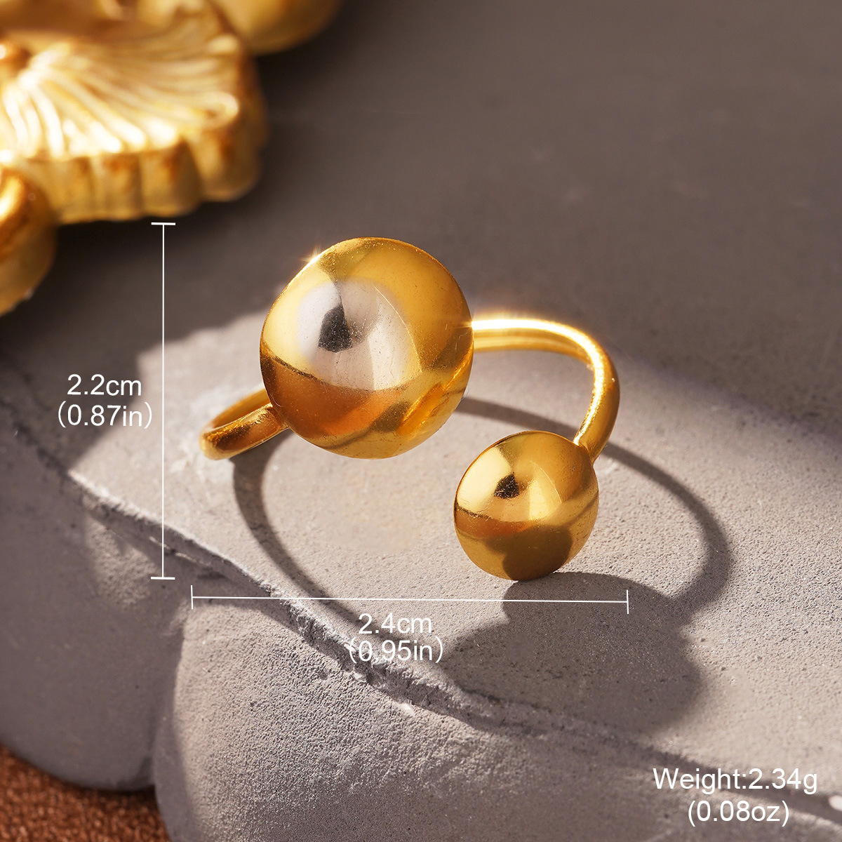 Cross-border European and American fashion golden titanium steel geometric opening adjustable ring, a niche and high-end stainless steel ring pic 35