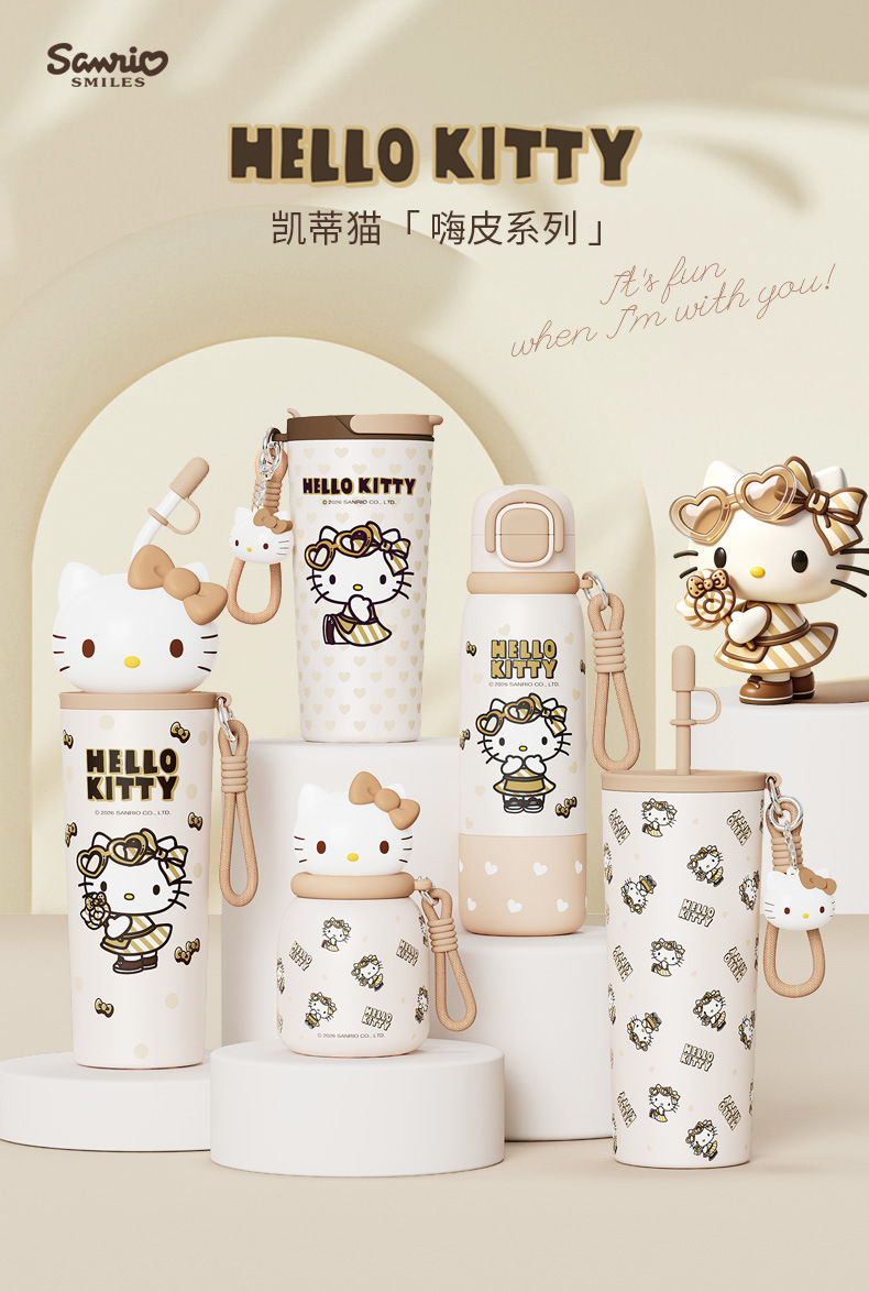Hello Kitty高颜值吸管保温杯女生便携可爱水杯闺蜜礼物详情1