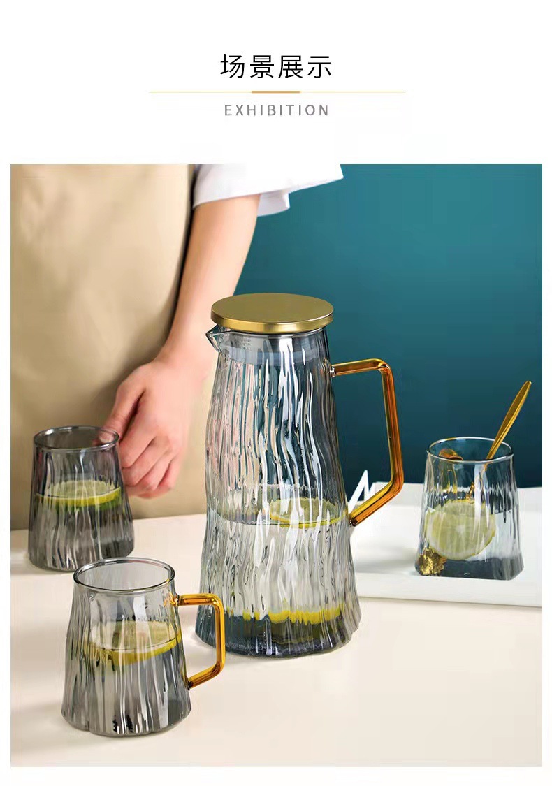 高硼硅玻璃冰川纹冷水壶大容量耐高温家用凉水壶果汁壶高级感套装详情16