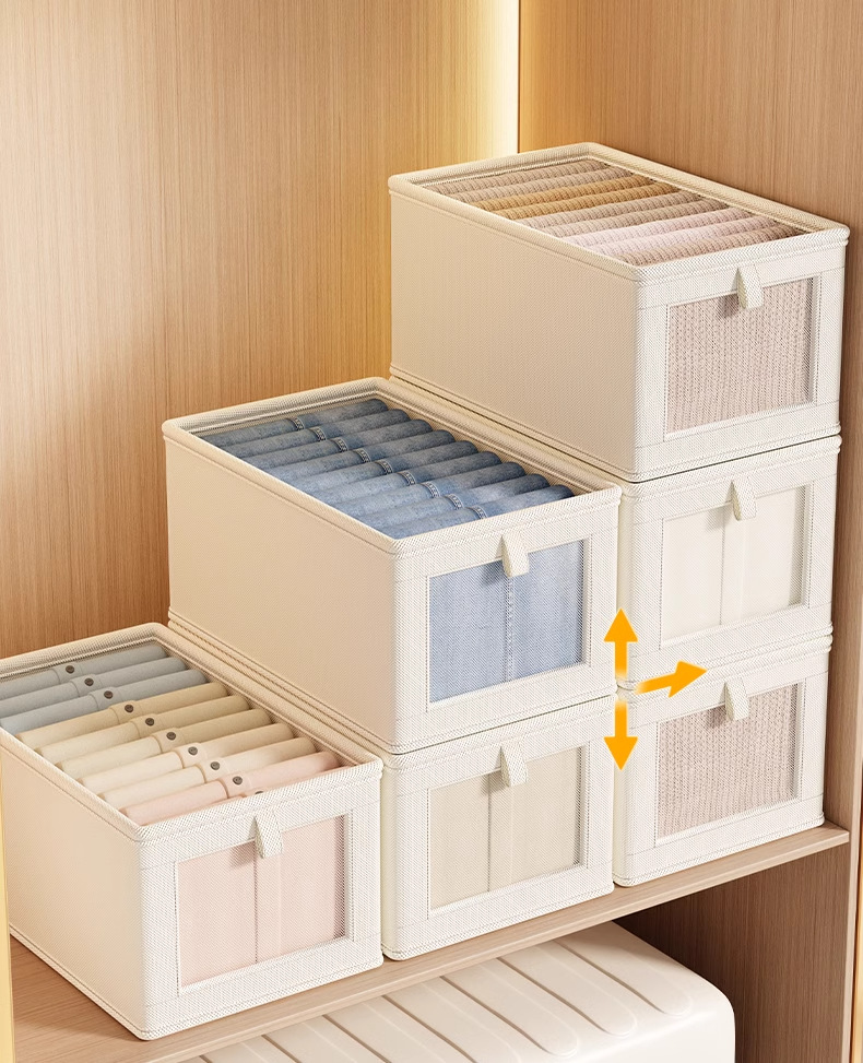 跨境牛津布可视开窗收纳盒家用衣物带盖收纳箱大号布艺整理箱批发详情8