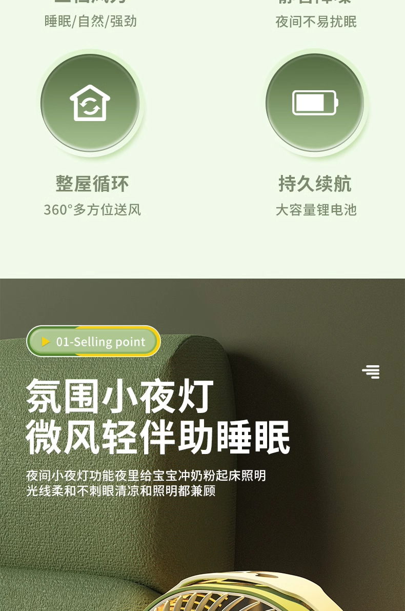 USB小风扇小型宿舍充电吊扇学生床上蚊帐式静音小风扇厂家直销详情3