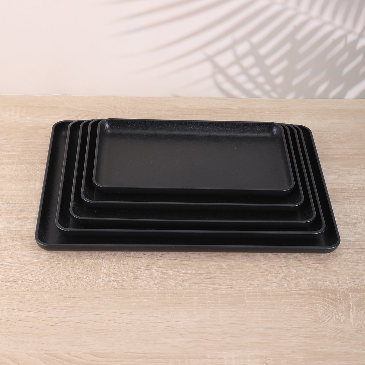 New Korean-style plastic tray, simple pure black square plastic tray, hotel and guesthouse tea tray, canteen food delivery tray pic 2