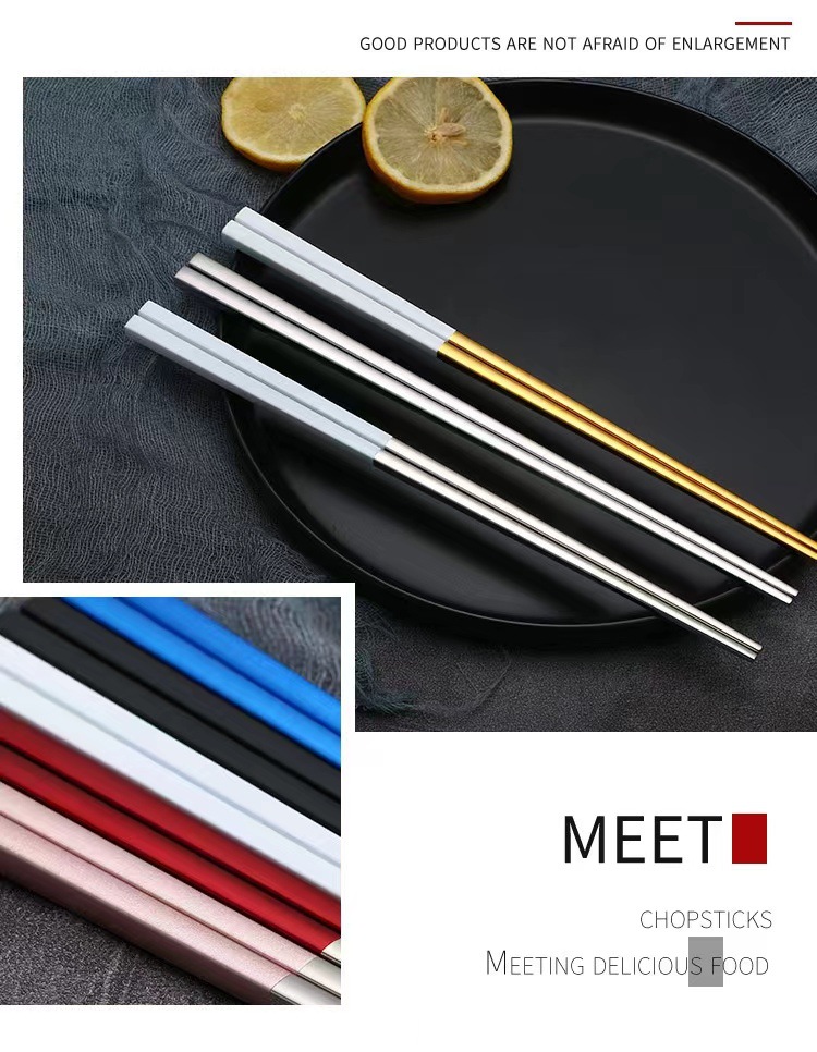 厂家批发304不锈钢筷子镀钛精品中空葡萄牙筷子酒店家用中式公筷详情12