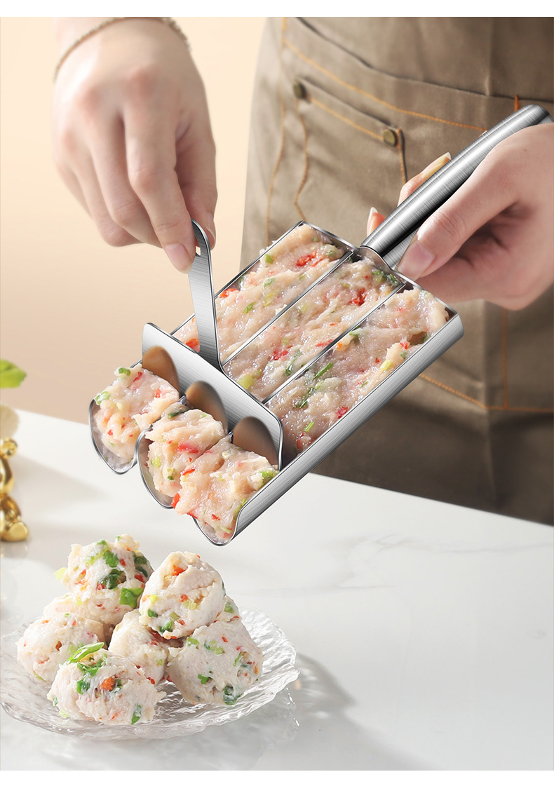304 stainless steel meatball maker, a household tool for making fish balls, shrimp paste molds, rice balls and meat fillings, a perfect scooping tool pic 3