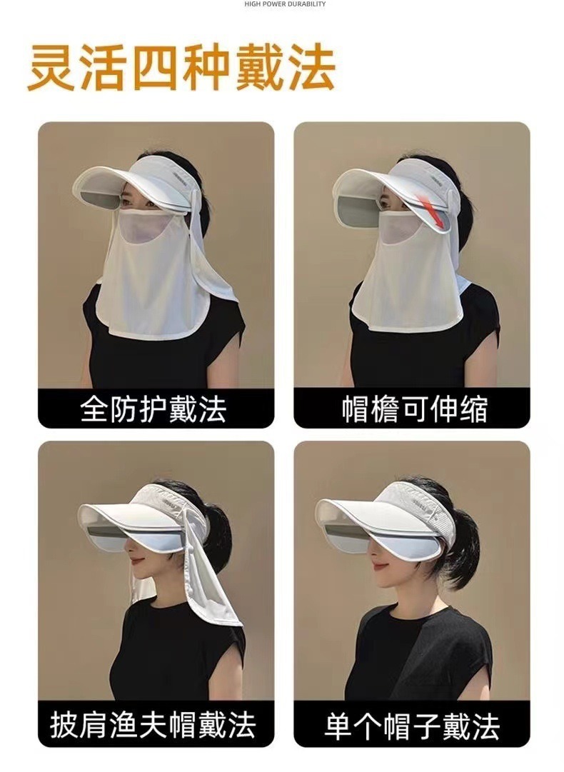 Summer sun hat, UV protection face mask, sun protection hat, wide-brimmed open-top outdoor cycling sun hat for women pic 10