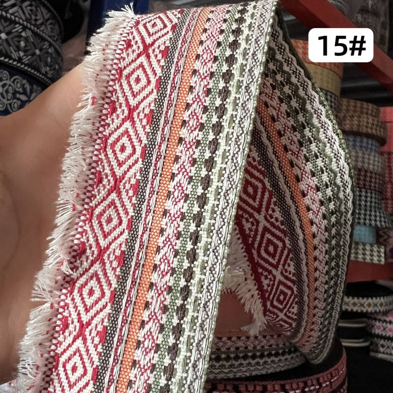 Al por mayor 50mm ancho color poliéster algodón poliéster estilo étnico jacquard correas equipaje y bolsos ropa zapatos y sombreros decoración hecho a mano DIY pic 13