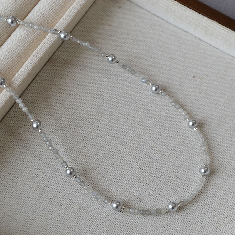 日韩小众设计闪亮彩色锆石满天星珍珠清新甜美高级感项链锁骨链女详情17