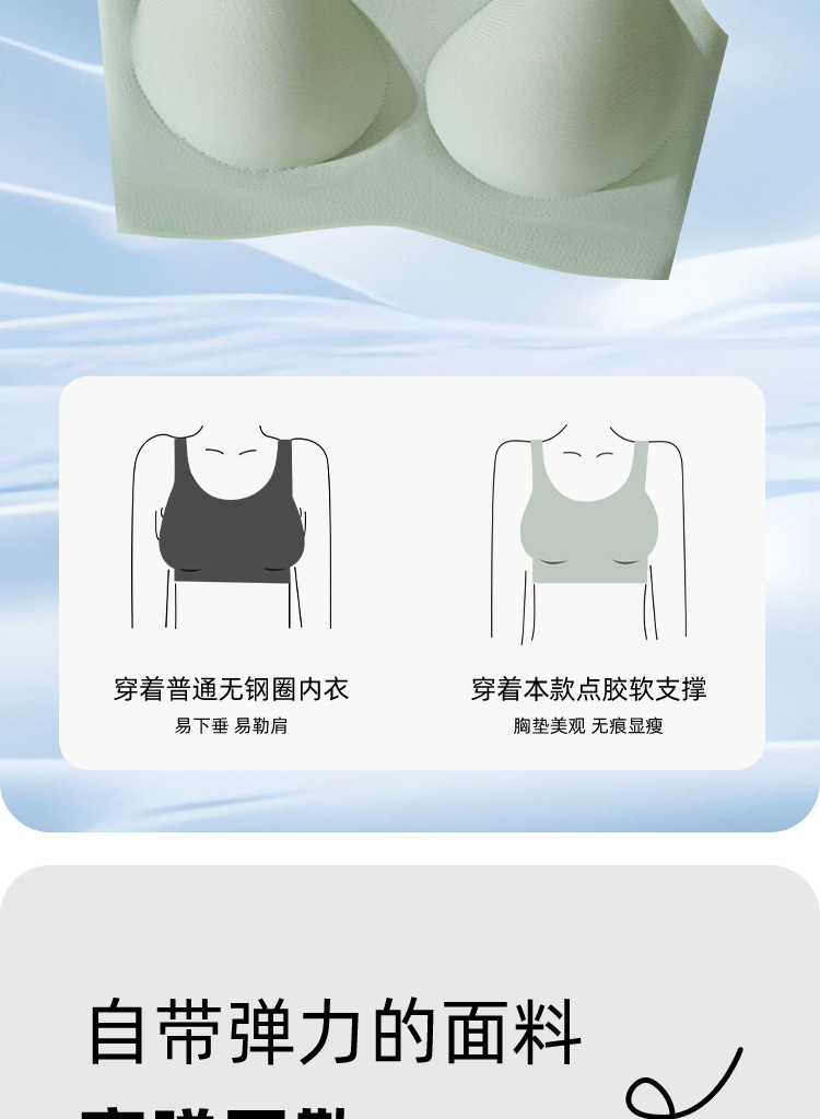 云朵无痕内衣女士无尺码bra一片式胸罩大胸显小无钢圈美背文胸薄详情11
