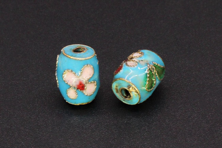 Traditional high-temperature cloisonne filigree silver-blue DIY jewelry accessories, cloisonne 9*7 small drum beads pic 10