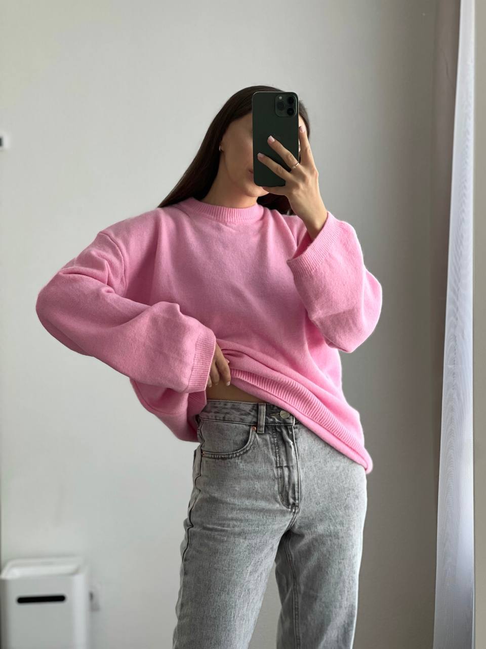 美式慵懒软糯风灰色套头毛衣女2025秋冬宽松加厚绵羊绒圆领针织衫详情26