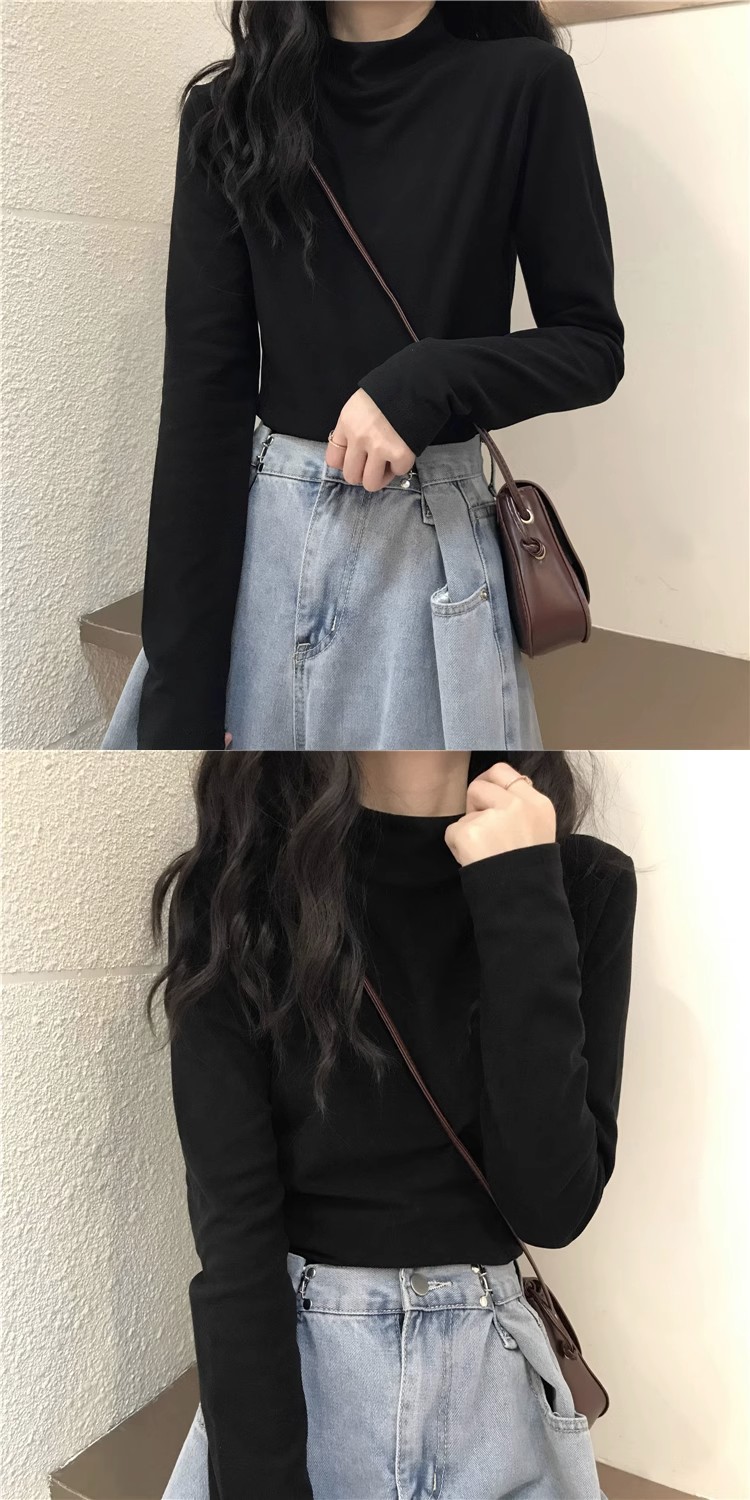 德绒半高领打底衫女内搭秋冬内搭新款长袖t恤显瘦保暖上衣服外穿详情6