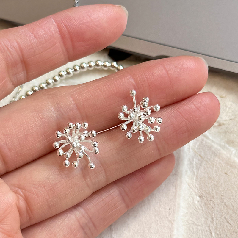 925 sterling silver firework stud earrings for women, simple and niche design, sweet and fresh, designer earrings 9111A pic 10