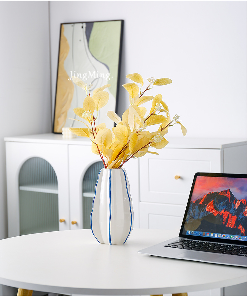 2025 Modern and simple white ceramic vase ornaments, creative hand-painted dried flower arrangement for the living room entrance, sample room soft decoration vase ornaments, vase home ornaments, porcelain vase handicrafts pic 17