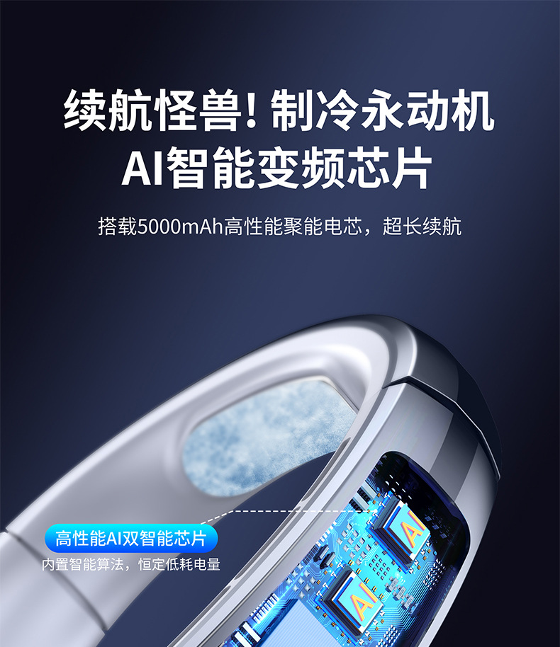 跨境新款挂脖风扇数显户外运动学生便携式usb迷你100档挂脖小风扇详情17