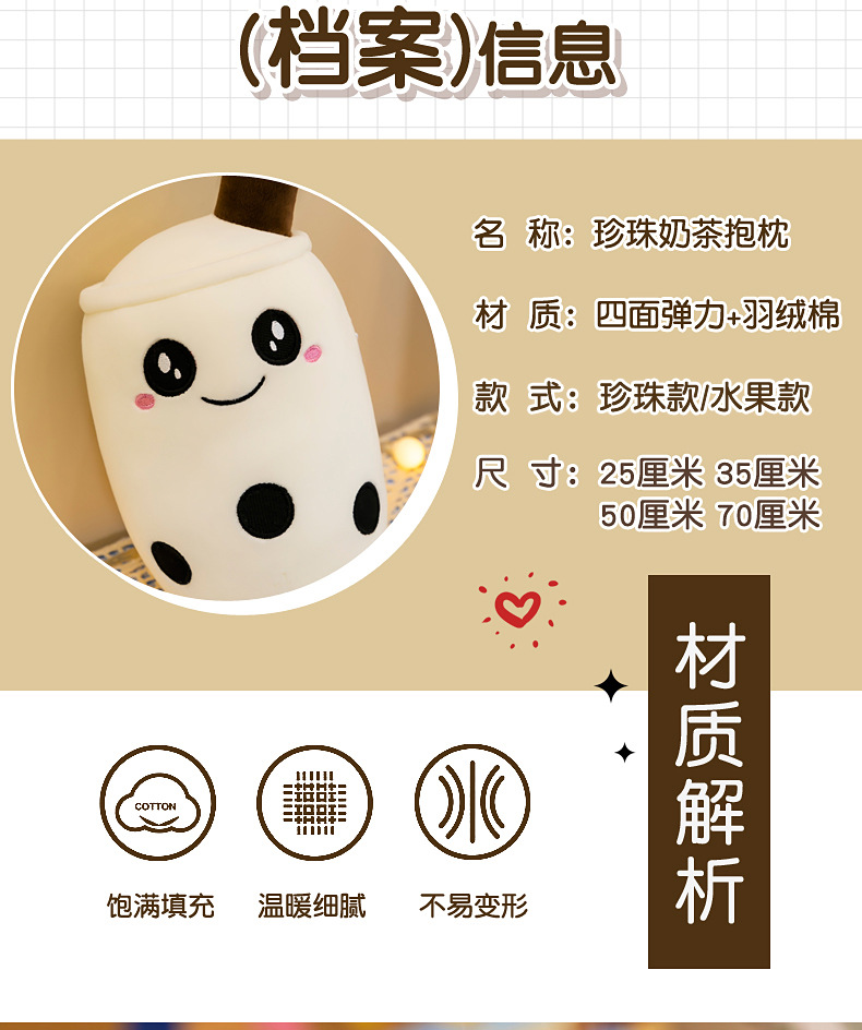 Simulated fruit milk tea cups, cushions, plush toys, large bubble milk tea dolls, stuffed toys, cross-border foreign trade gifts pic 4