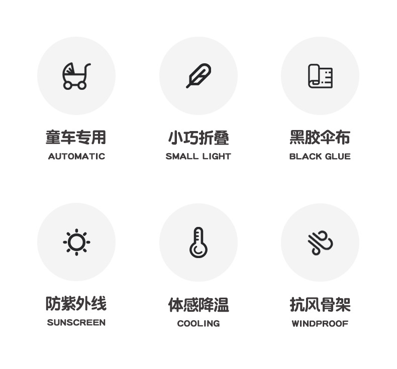 三折加大婴儿车遮阳伞溜娃神器防晒童车伞宝宝三轮推车折叠太阳伞详情4