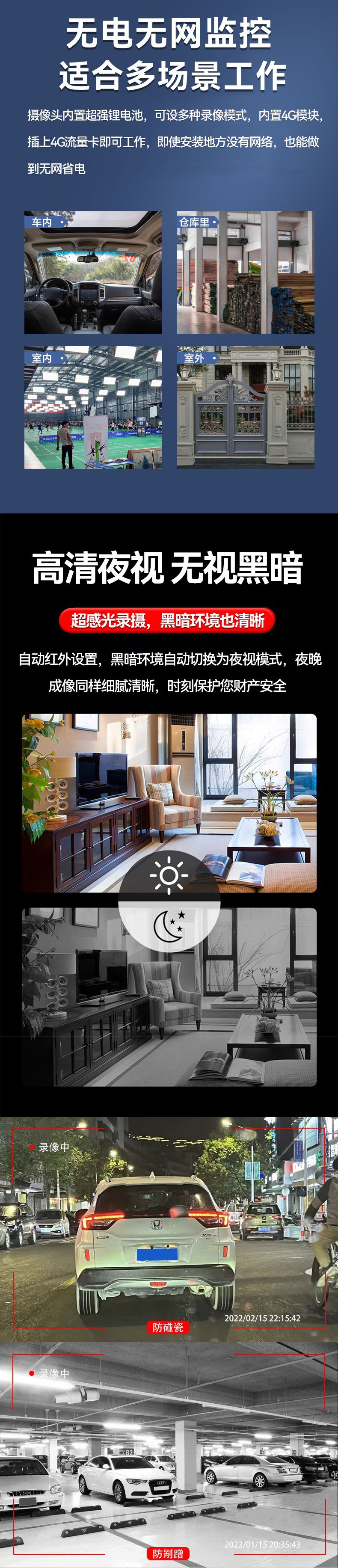 家用超清无死角摄像头无线监控可连手机远程度无死角免插电室内猫详情5