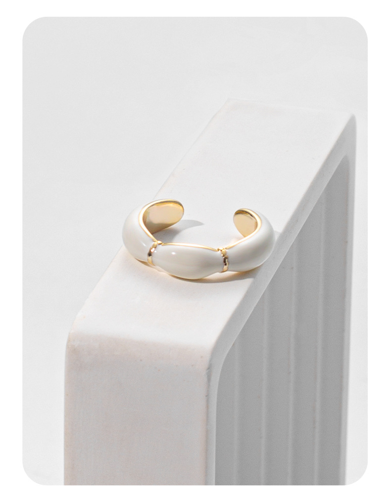 AB家奶油白珐琅戒指女小众高级轻奢法式复古戒指高级感开口戒指详情18