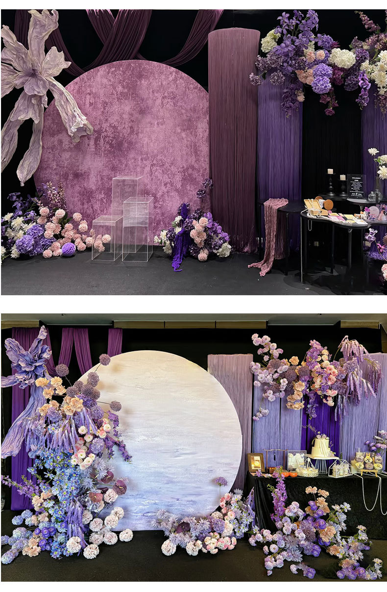 紫色户外订婚花艺布置婚礼堂装饰婚庆仿真花玫瑰假花摄影拍摄道具详情5
