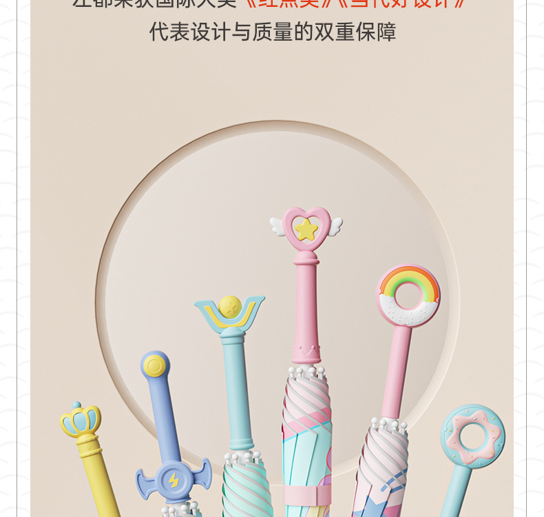 ZUODU左都儿童晴雨伞 女孩小学生晴雨两用长柄反光上学防晒遮阳伞详情4