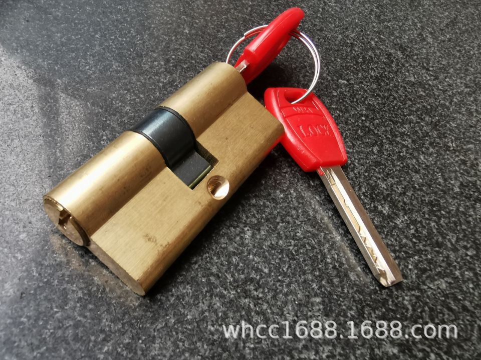 防盗门锁芯红黑柄家用公寓出租纯铜锁芯批发AB电脑钥匙锁芯65-120详情5