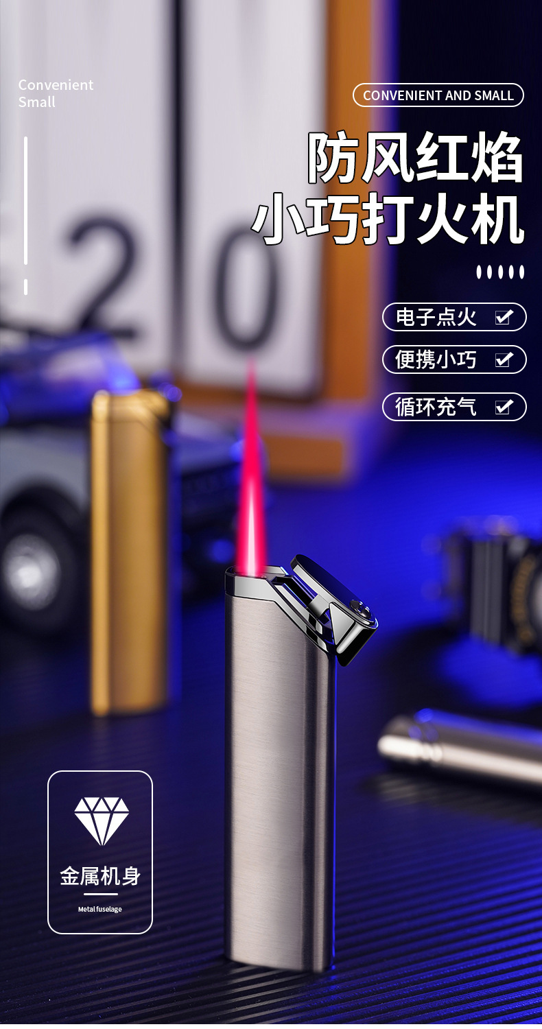 New XF4201 long portable direct-flush inflatable lighter factory direct sales, high-quality windproof lighter wholesale pic 1