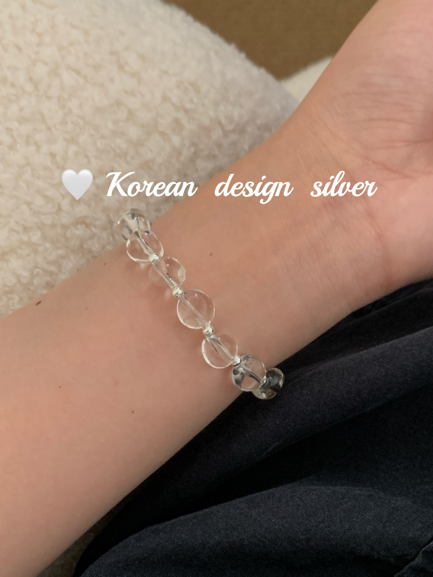 韩国Ins风设计银饰品批发 S925纯银随形白水晶手链叠戴简约气质女详情8