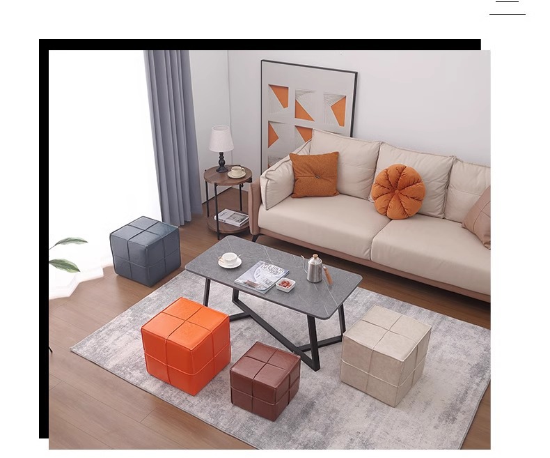 Creative square stools for the entrance and foyer of the source factory, shoe-putting stools, shoe-changing stools, low stools, sofa and footrest stools pic 16