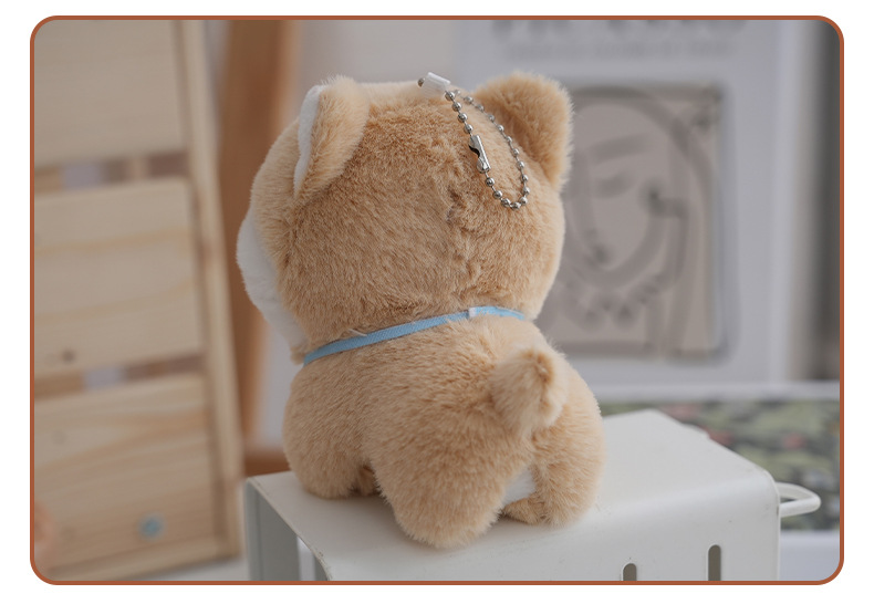 Cute blue tie Shiba Inu plush toy, cartoon tie, Shiba Inu dog figurine, keychain, baby pendant pic 12