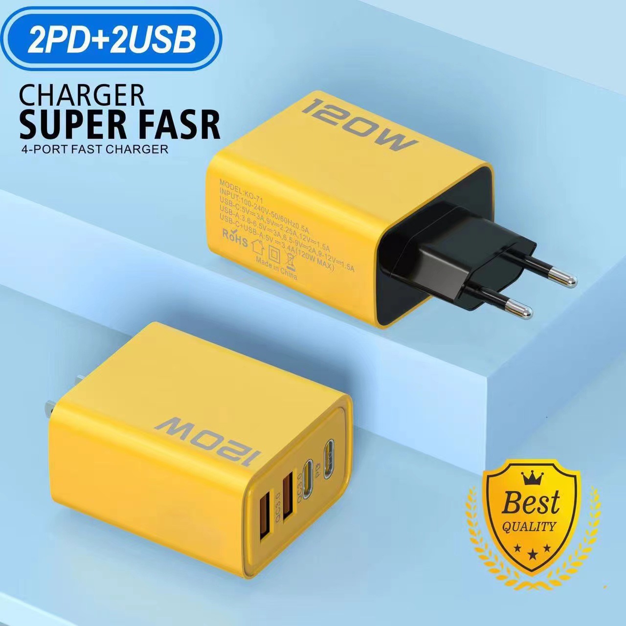 120W fast charging charger with dual USB ports and dual Type-C multi-port PD fast charging heads for US and European standards pic 4