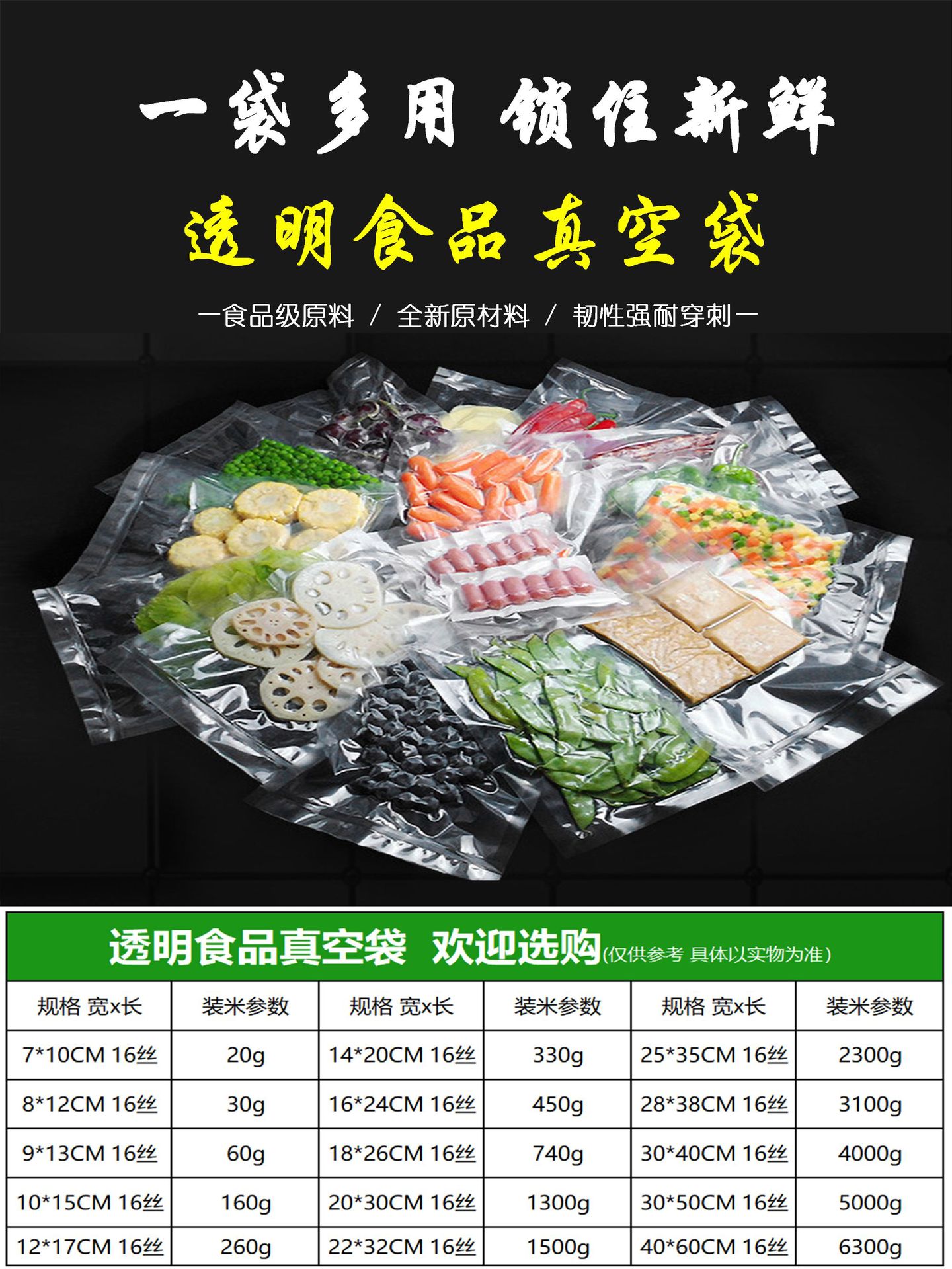 Wholesale of transparent plastic packaging bags, food preservation composite polyester vacuum bags, smooth sealed cooked food bags pic 1