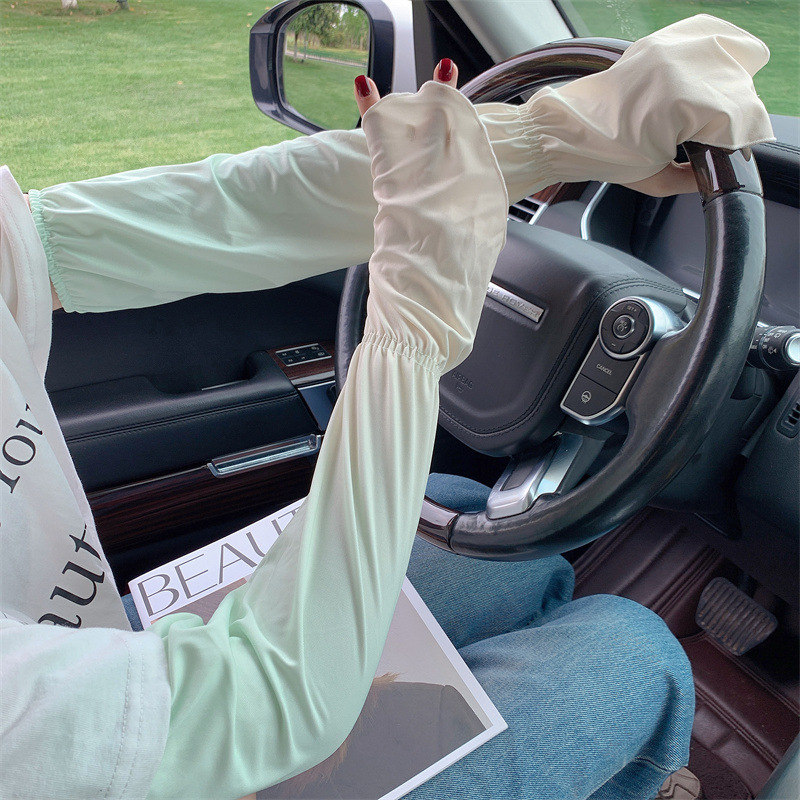 Gradient color ice sleeve sun protection for women, summer thin UV-resistant sleeve sleeves, long ice silk hand sleeves, arm guards, driving gloves, trendy pic 3