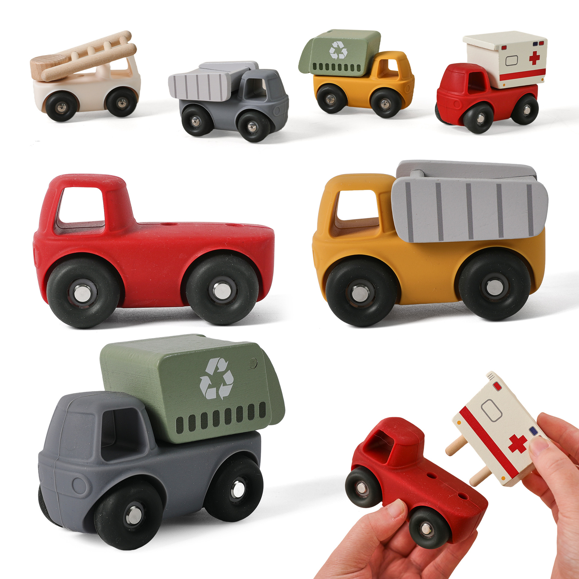 A new type of silicone toy car for infants and toddlers made of silicone material, featuring a gripping inertial hand-pushed car model pic 3