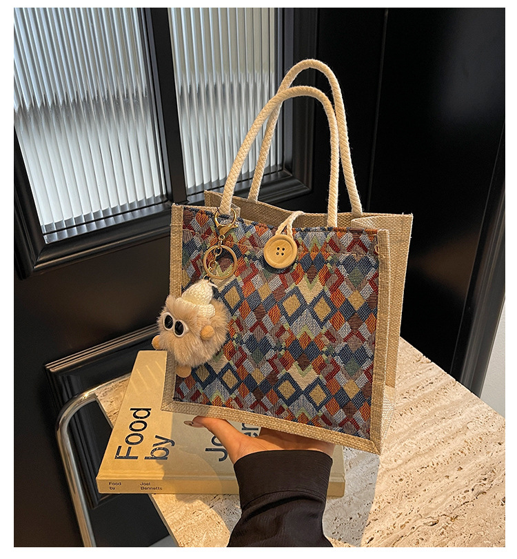 小众高级感防水麻布手提包秋冬季新款伴手礼袋现货批发手拎小挎包详情1