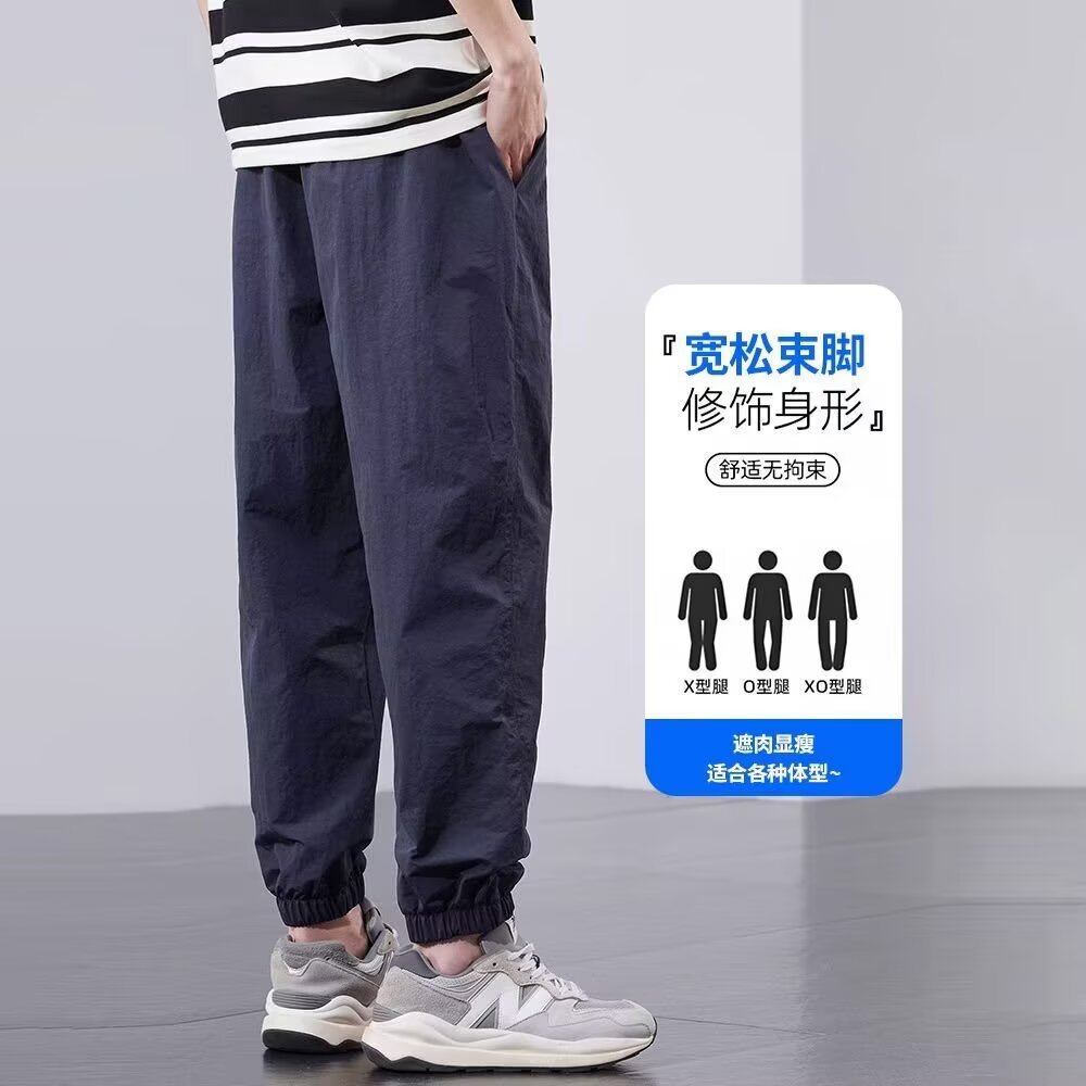 工装休闲裤子男士2025夏季新款薄款宽松透气速干运动裤束脚九分裤详情4