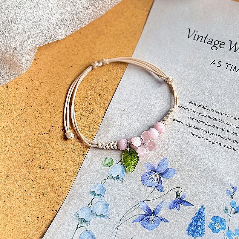Wholesale of Jingdezhen ceramic bracelets for girls, hand-woven new Chinese-style ancient flower artistic student gift bracelets pic 11