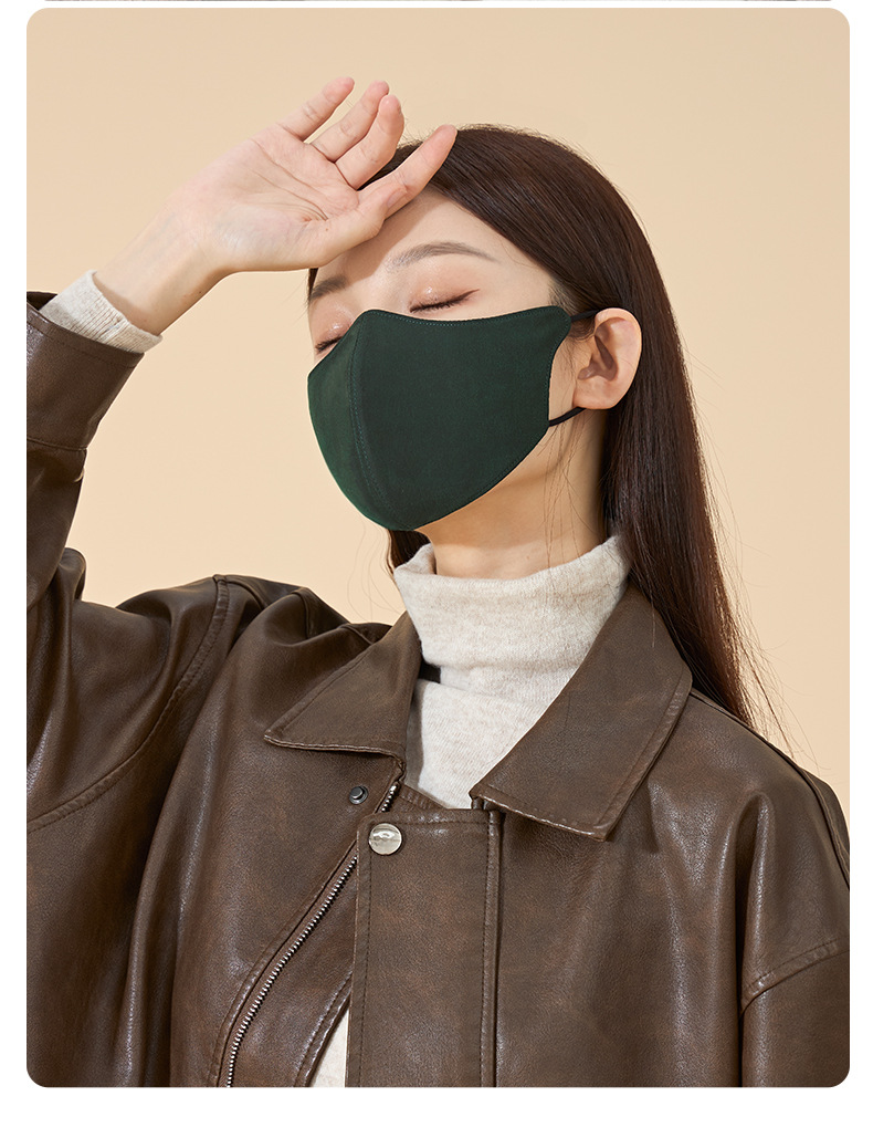 红色女性模特佩戴防晒面纱秋冬保暖口罩冰丝防晒口罩夏季防嗮面罩详情20