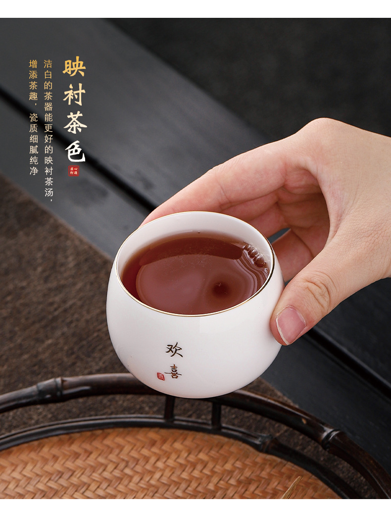 陶瓷主人杯单杯羊脂玉白瓷茶具品茗杯家用茶杯百家姓刻字logo礼品详情15