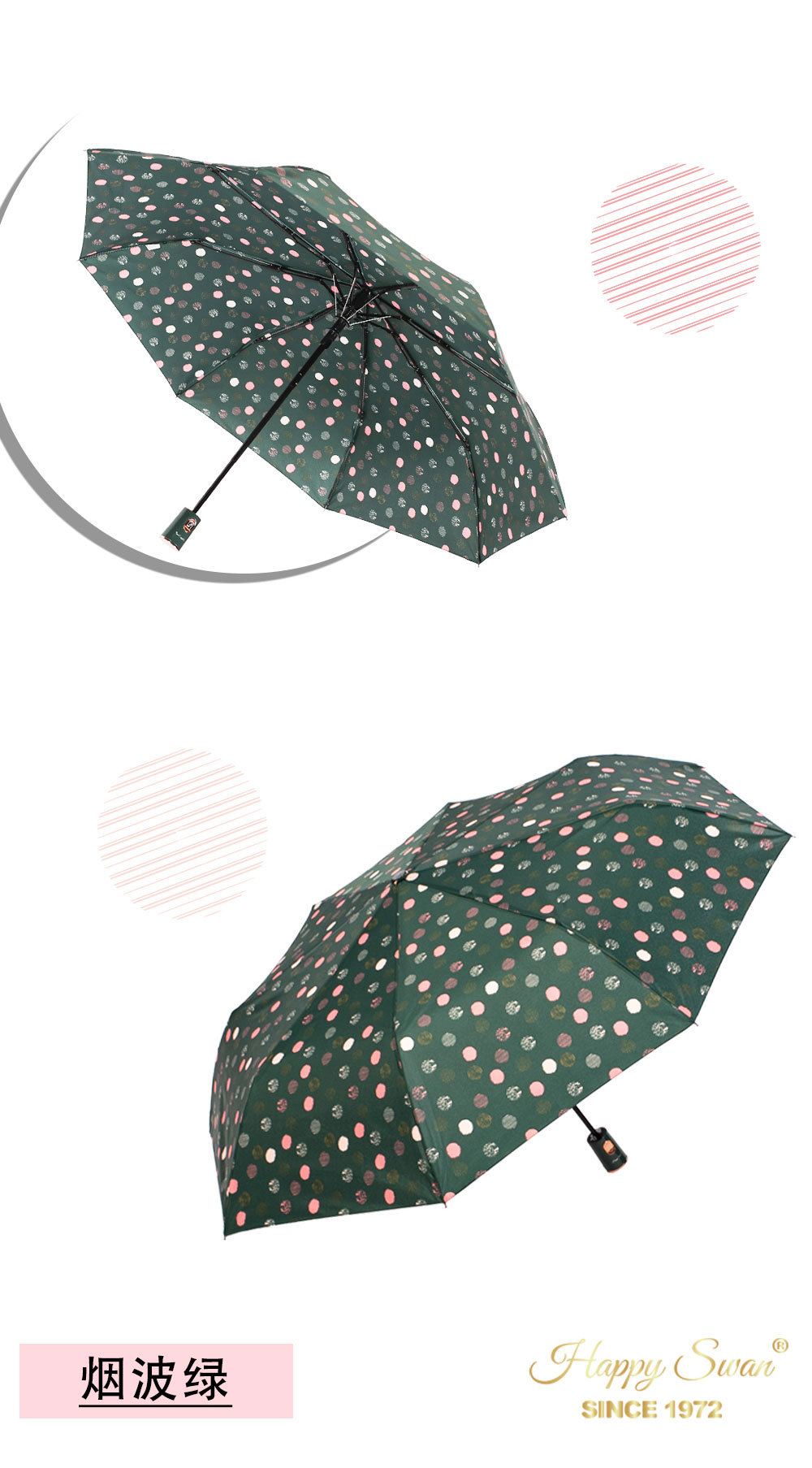 【外贸】星宝跨境三折半自动伞出口雨伞3 folding umbrella stock详情13