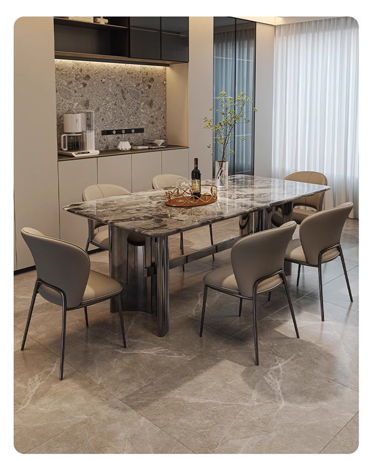 Light luxury dining chairs, home Italian minimalist high-end style hotel negotiation chairs, restaurant chairs, simple dining tables, leather stools pic 7