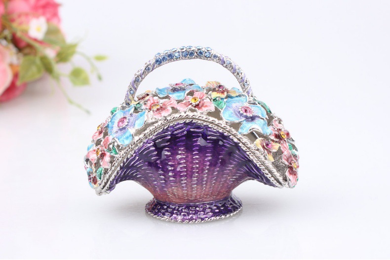 金属首饰盒生日礼物景区热卖的工艺品花篮珐琅彩摆件客厅家居装饰详情10