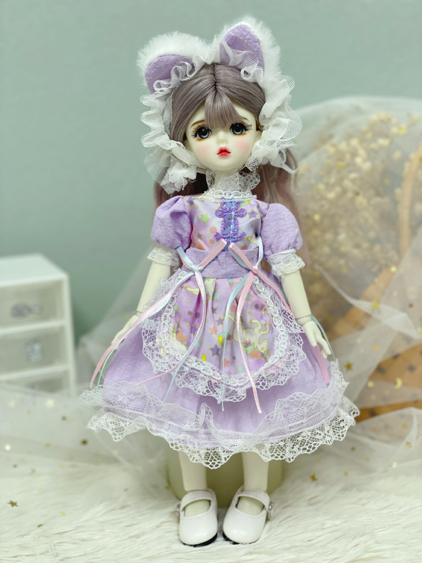 6 points bjd doll dress-up clothes, 30 cm doll set dress, autumn and winter outfits, Lolita jk maid dress pic 29