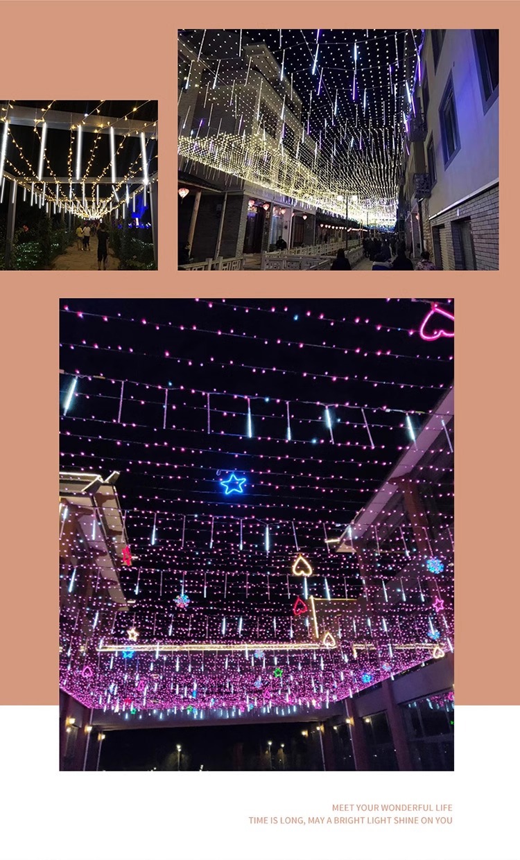 流星雨led灯户外防水挂树上的彩灯树木亮化装饰太阳能流水氛围灯详情11