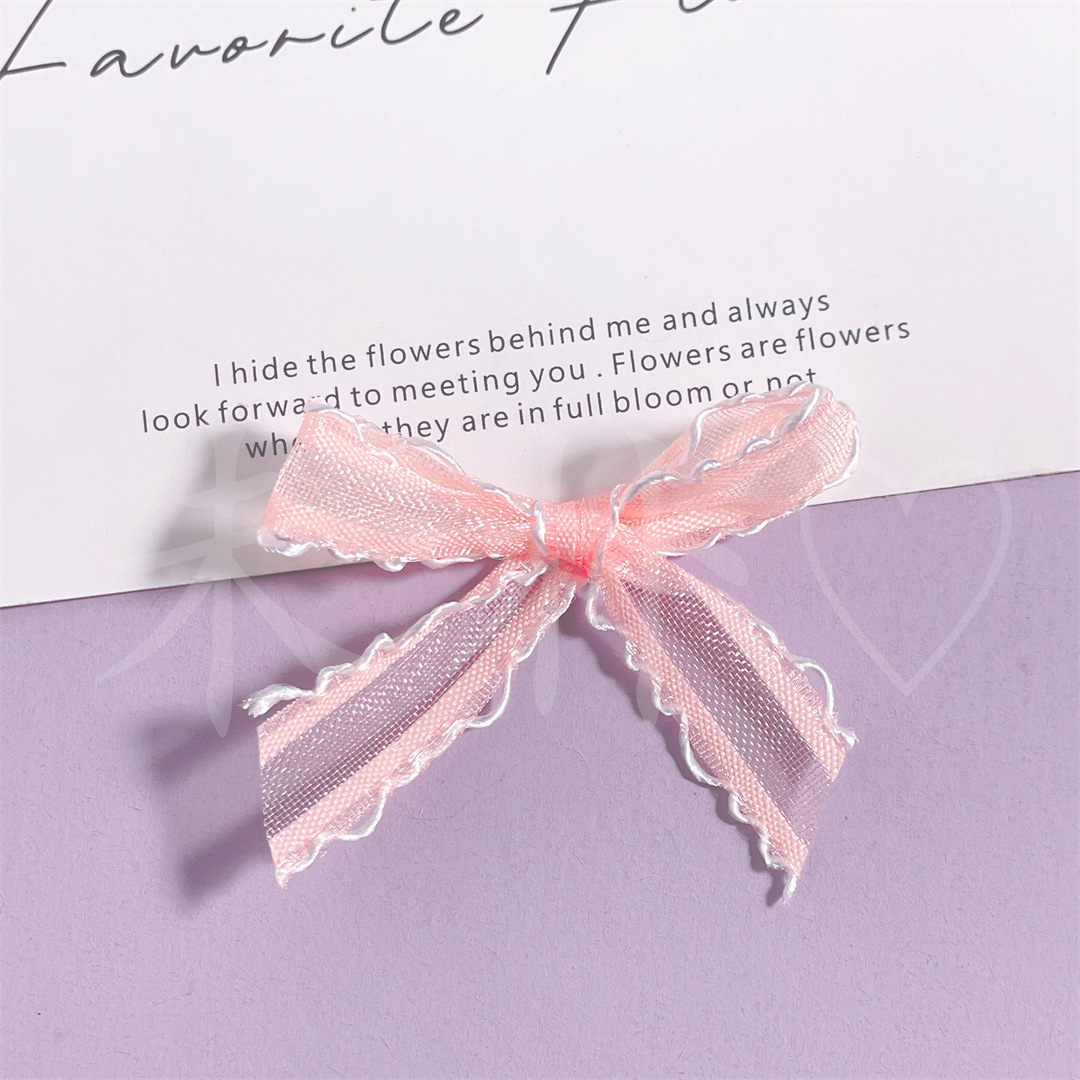 Double-stripe hooked wavy edge hand-tied bow fabric accessories, clothing, shoes, hats, socks and accessories DIY handmade materials pic 9