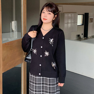 2024秋款大码女装连帽套头衫女休闲上衣 胖mm百搭宽松针织衫22682 大码针织衫时尚舒适轻松搭配详情19