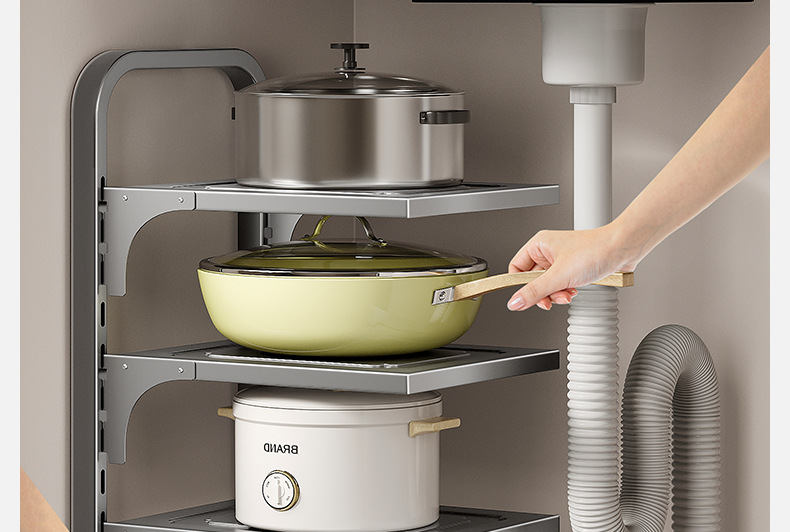 可调节厨房桌面下水槽锅盖锅具锅架碗架置物架多功能折叠收纳架详情16