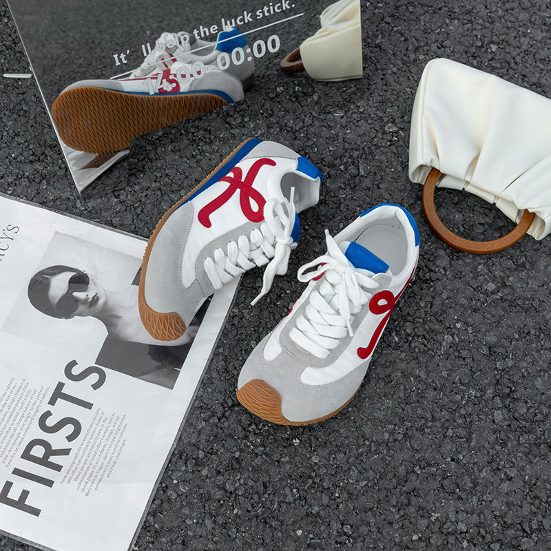 苏茵茵7cm内增高版~复古小歪头鸳鸯鞋带休闲鞋德训鞋女阿甘小白鞋详情45